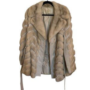 Vintage Furs By Szor & Deider Beige Mink Fur Jacket Belted Waist Old Money